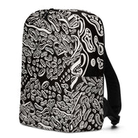 Left-front three-quarter product angle highlighting seamless wrap of the trippy three dimensional artwork across front and side panels; minimalist silhouette designed for school, office, or carry-on use. Nicholas Hayes Art.