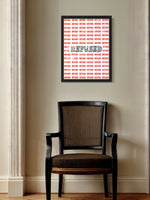 Front view of a framed artwork ‘Refused’ by Chicago artist Nicholas Hayes. Original framed acrylic painting on heavyweight canvas paper (18×24 inches). One-of-a-kind contemporary wall art in a clean black frame, professionally presented and hanging in a modern home or gallery décor.